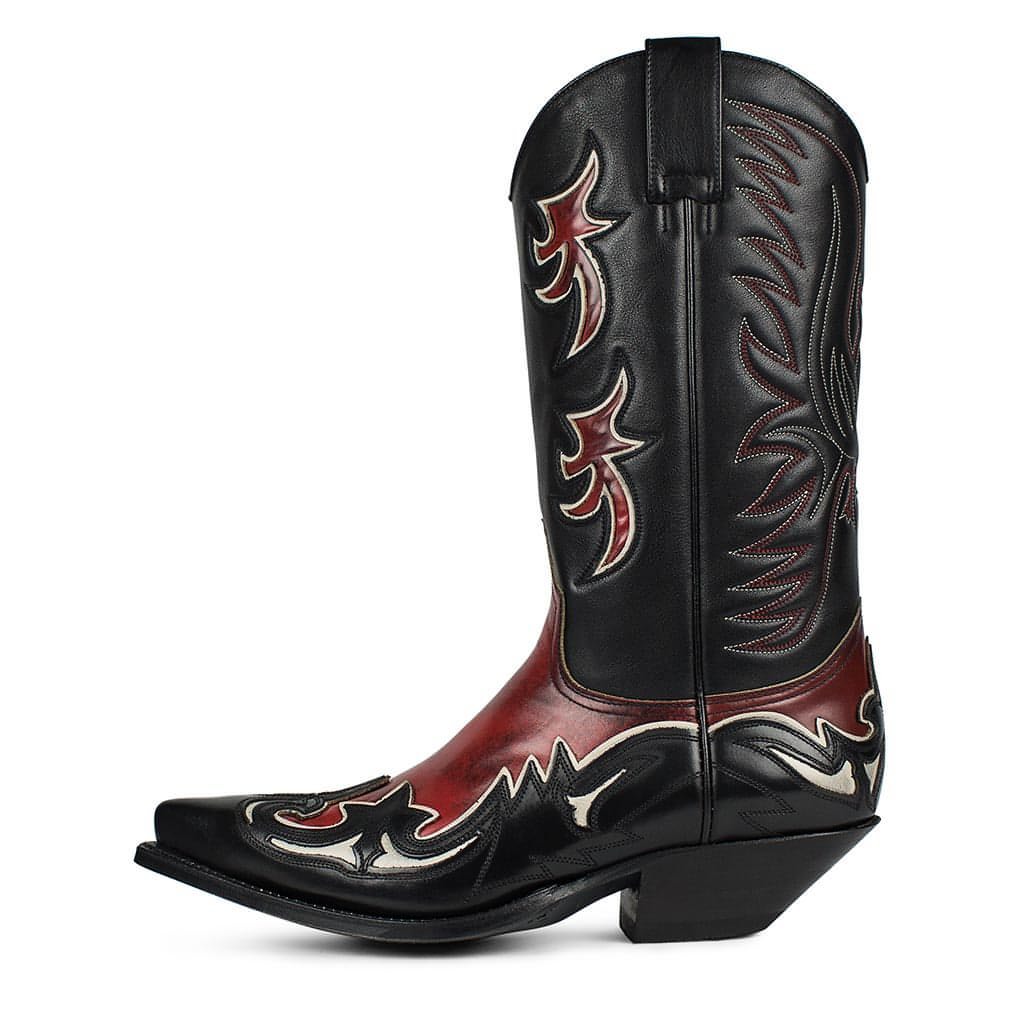 17203 CROW FLORA RED DIRTY WILD BLACK SHOP-BOOTS